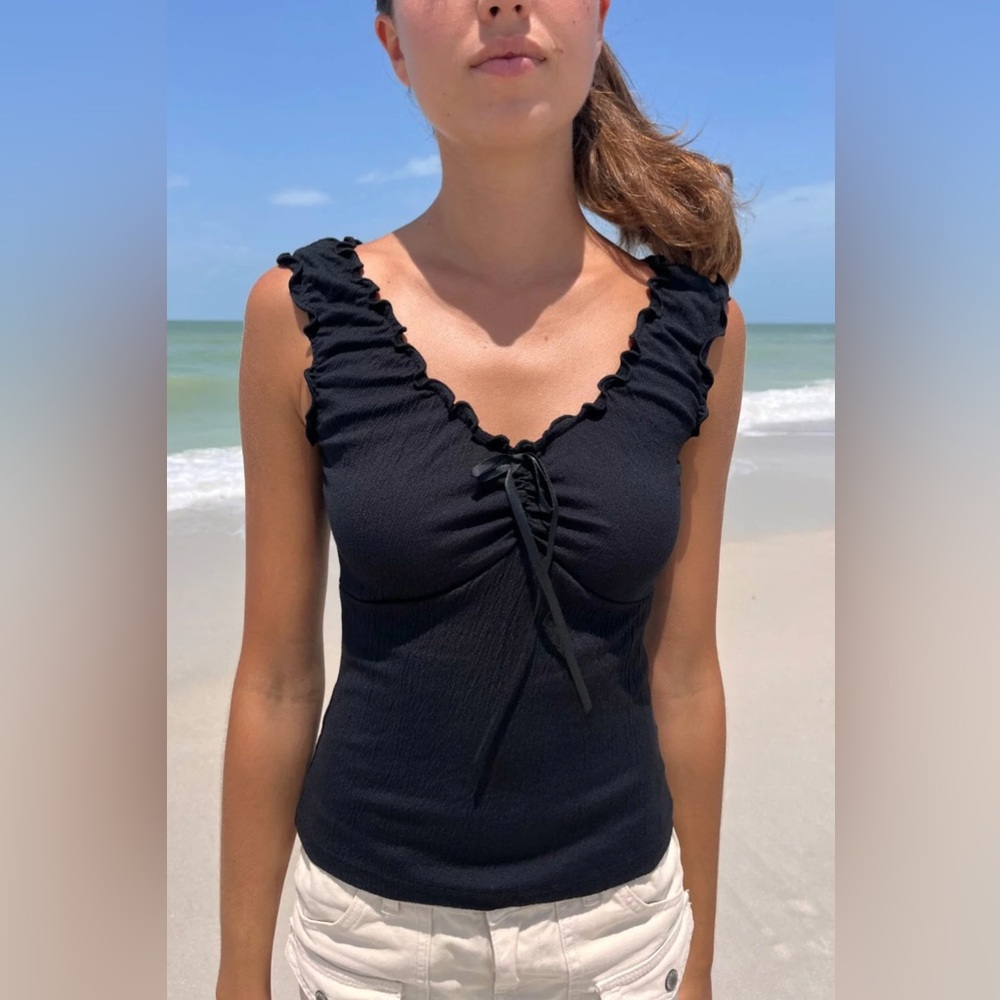 BRAND NEW Brandy Melville Black Blouse w/ Tie